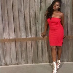 SEXY RED strapless mini dress
